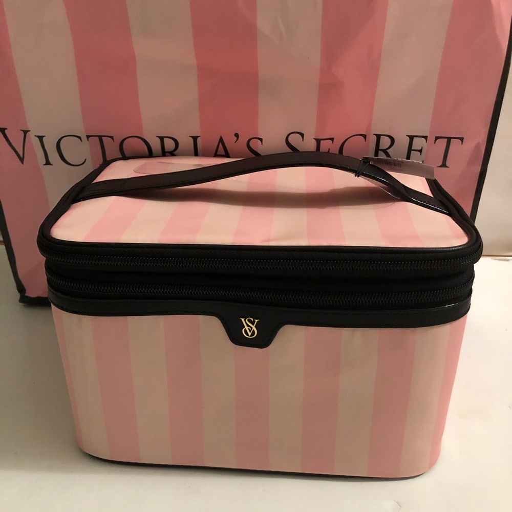Victoria's Secret Express Train Case Heritage Pink Stripe NWT